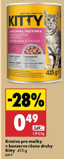 Kitty krmivo pre mačky konzerva