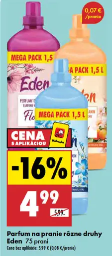 Eden Parfum na pranie rôzne druhy