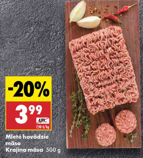 Mleté hovädzie mäso Krajina mäsa