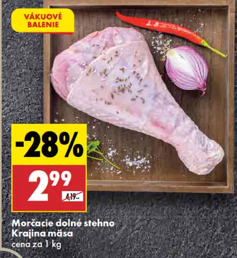 Krajina mäsa morčacie dolné stehno