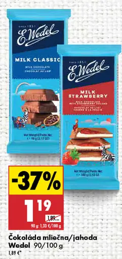 Wedel čokoláda mliečna jahoda