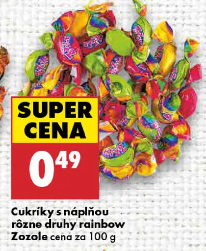 Zozole cukríky s náplňou rôzne druhy rainbow