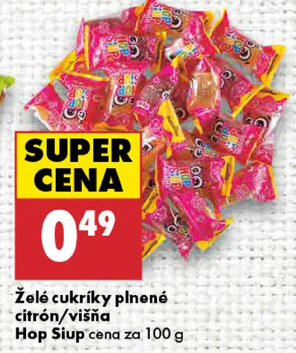 Hop Siup želé cukríky plnené citrón / višňa