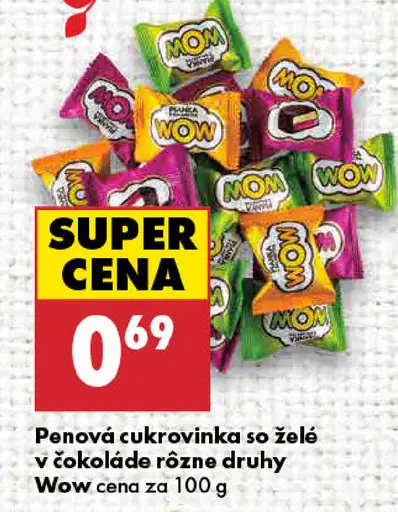 Wow penová cukrovinka so želé v čokoláde rôzne druhy
