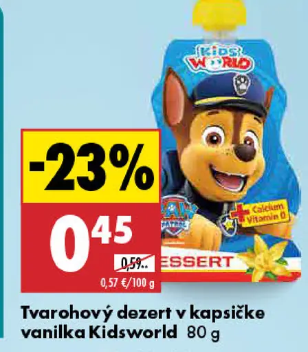 Kidsworld tvarohový dezert vanilka v kapsičke