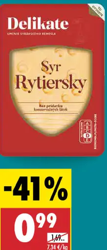 Delikate Rytierky syr plátky