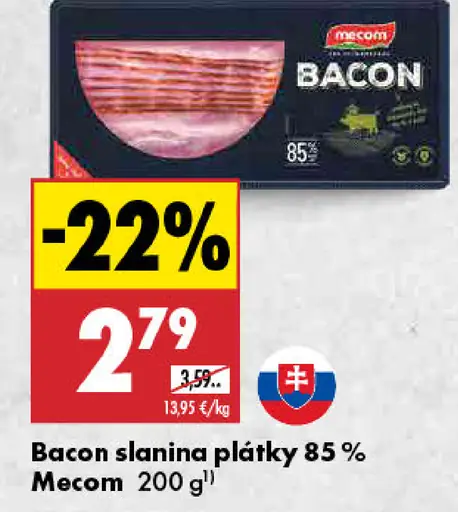 Mecom Bacon slanina plátky 85 %