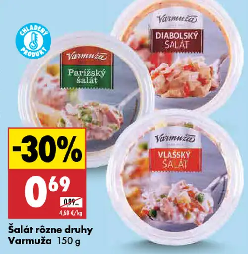 Varmuža šalát rôzne druhy