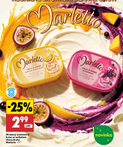 Marletto mrazený smotanový krém so sorbetom rôzne druhy