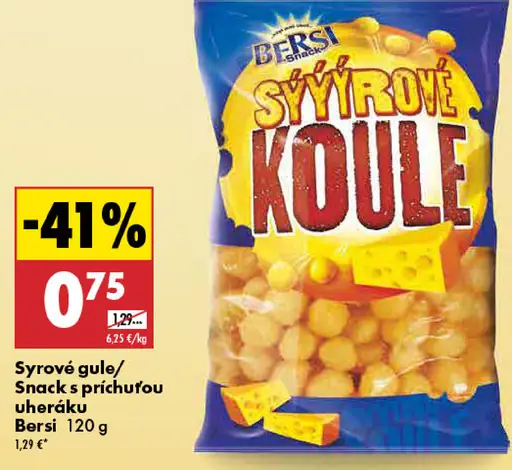 Bersi syrové guľe snack s príchuťou údeného syra