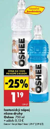 Oshee izotonický nápoj rôzne druhy