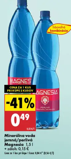 Magnesia Prírodná minerálna voda jemne perlivá
