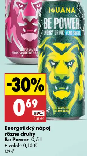 Iguana Be Power energetický nápoj plechovka