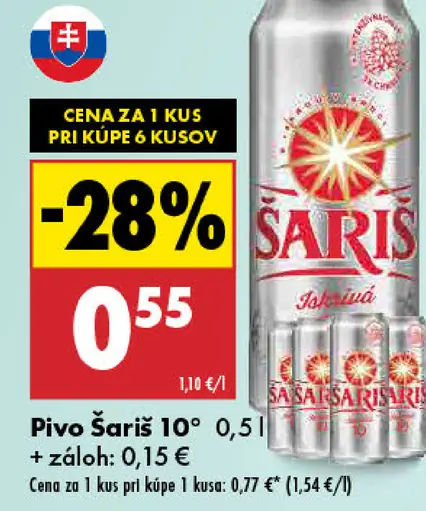 Pivo Šariš 10° plechovka