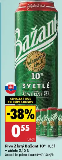 Pivo Zlatý Bažant 10° plechovka