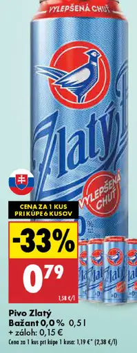 Zlatý Bažant 0,0% tmavé nealkoholické pivo plechovka
