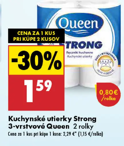 Queen Kuchynské utierky Strong 3-vrstvové 2 rolky