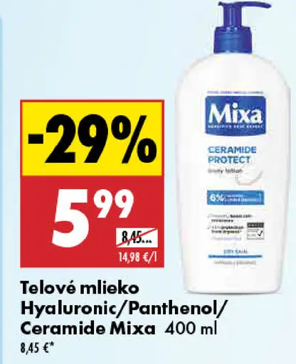Mixa telové mlieko Hyaluronic/Panthenol/Ceramide