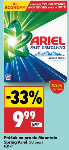 Ariel Mountain Spring prášok na pranie