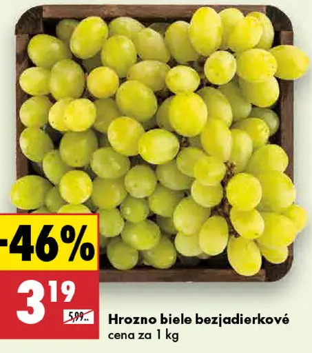 Hrozno biele bezjadierkové čerstvé