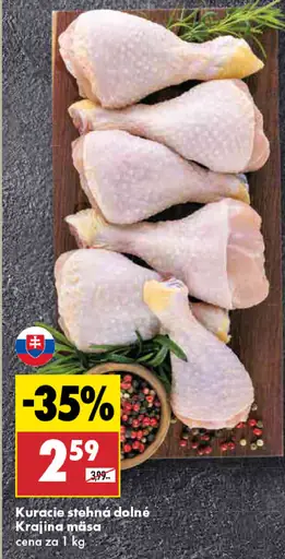 Krajina mäsa Kuracie stehná dolné