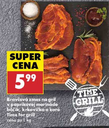 Time for grill Bravčová zmes na gril v paprikovej marináde-Bôčik, krkovička a karé