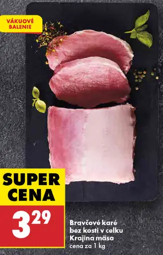 Krajina mäsa bravčové karé bez kosti vcelku