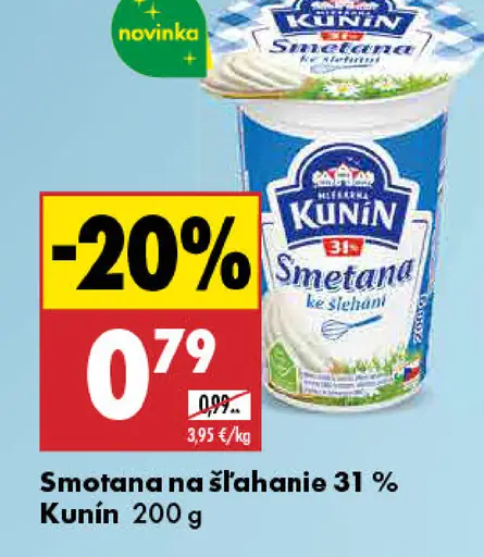 KUNÍN smotana na šľahanie 31 %