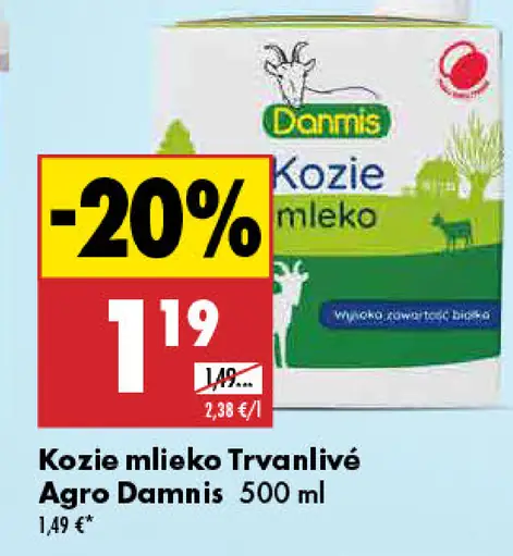 Agro Damnis Kozie mlieko trvanlivé
