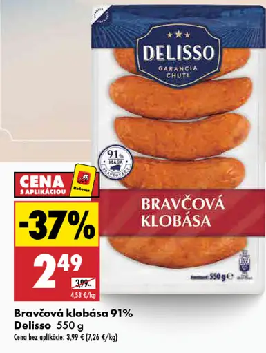 Delisso Bravčová klobása 91%
