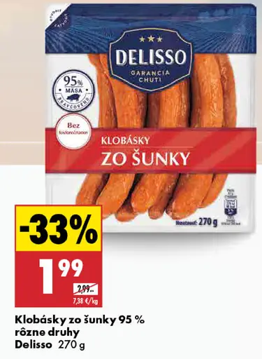 Delisso Klobásky zo šunky 95%