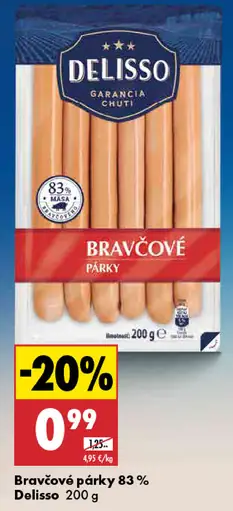 Delisso Bravčové párky 83 %