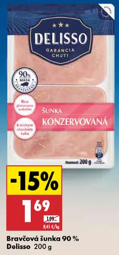 Delisso Bravčová šunka 90 %
