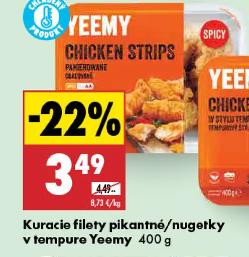 Yeemy kuracie filety pikantné v tempure / kuracie nuggetky v tempure