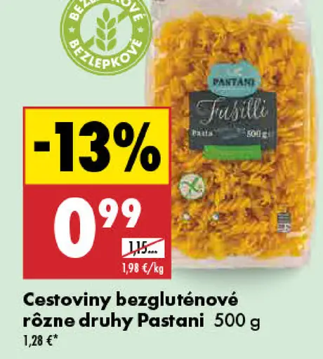 Pastani Cestoviny bezgluténové rôzne druhy