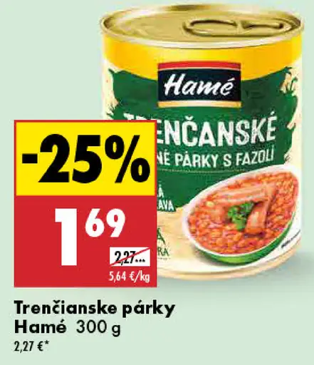Hamé Trenčianske jemné párky s fazuľou