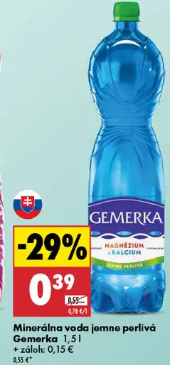 Gemerka Magnézium a kalcium prírodná minerálna voda perlivá