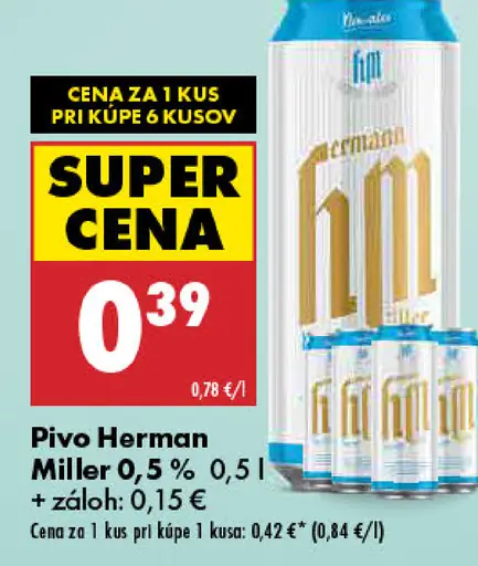 Herman Miller 0,5 % nealkoholické pivo plechovka