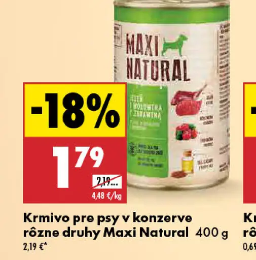 Maxi Natural krmivo pre psy v konzerve rôzne druhy