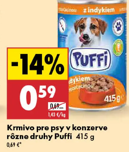 Puffi krmivo pre psy v konzerve hovädzie/kuracie