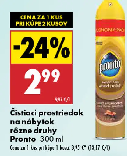 Pronto Čistiaci prostriedok na nábytok rôzne druhy
