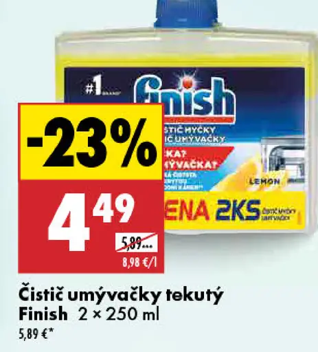 Finish tekutý čistič umývačky 2×250 ml