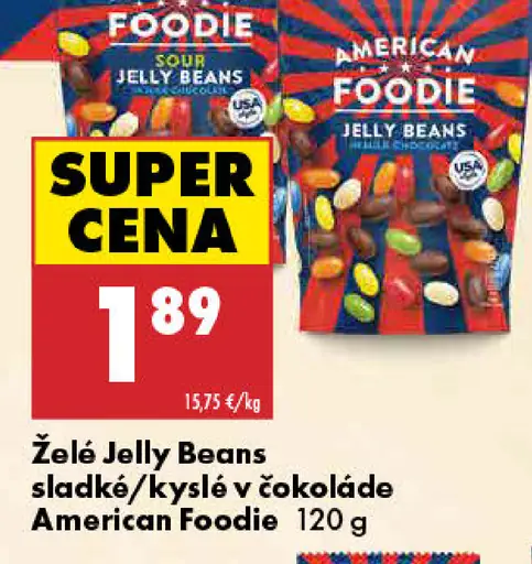American Foodie želé Jelly Beans sladké/kyslé v čokoláde