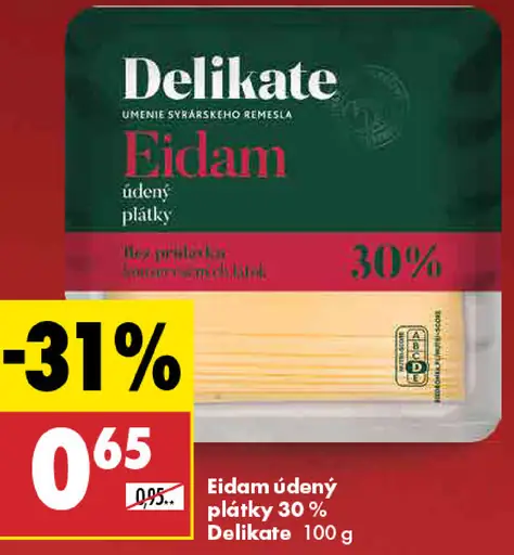 Delikate Eidam údený/neúdený plátky 30 %