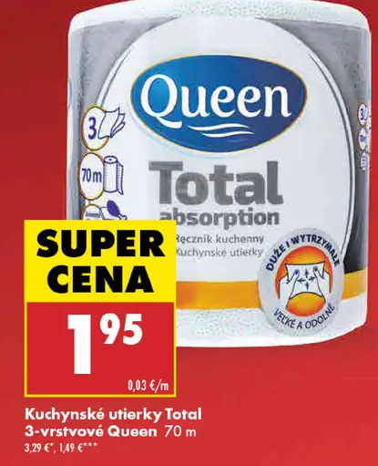 Queen Kuchynské utierky Total 3-vrstvové