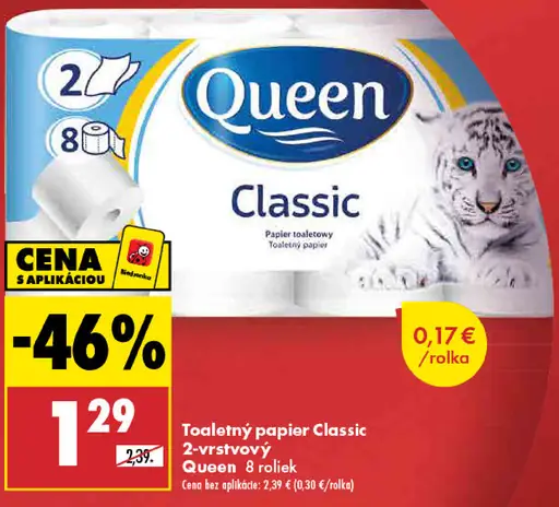 Queen Toaletný papier Classic 2-vrstvový