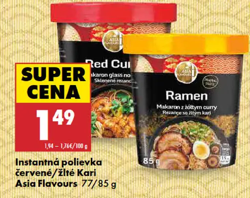 Asia Flavours instantná polievka červené kari alebo žlté kari