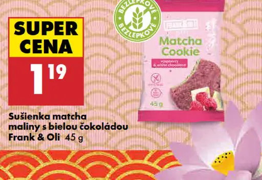 Frank & Oli sušienka matcha maliny s bielou čokoládou