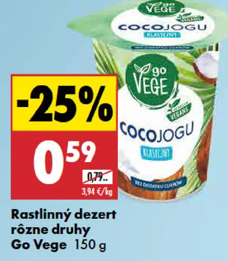 Go Vege rastlinný dezert CocoJogu rôzne druhy