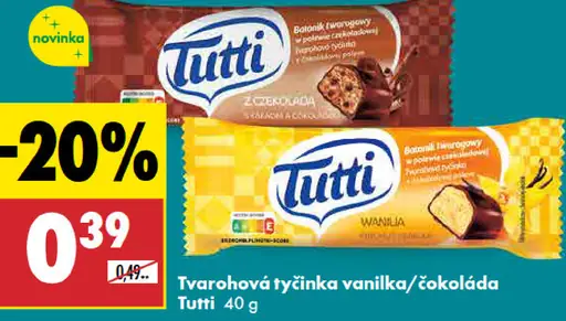 Tutti tvarohová tyčinka vanilka/čokoláda